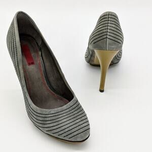 5|48 Contrast Stitch Leather Platform Pumps Sz 37